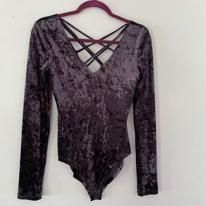 Purple Crushed Velvet Bodysuit